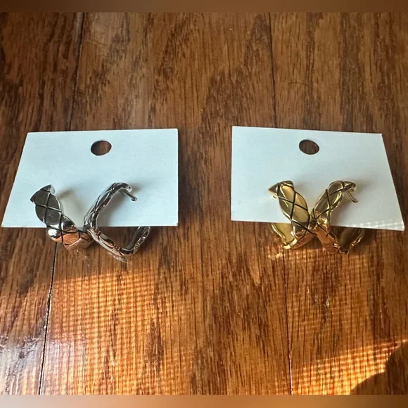 Non Tarnish Elegant Silver and Gold Earrings 2 Pairs - Picture 3 of 3